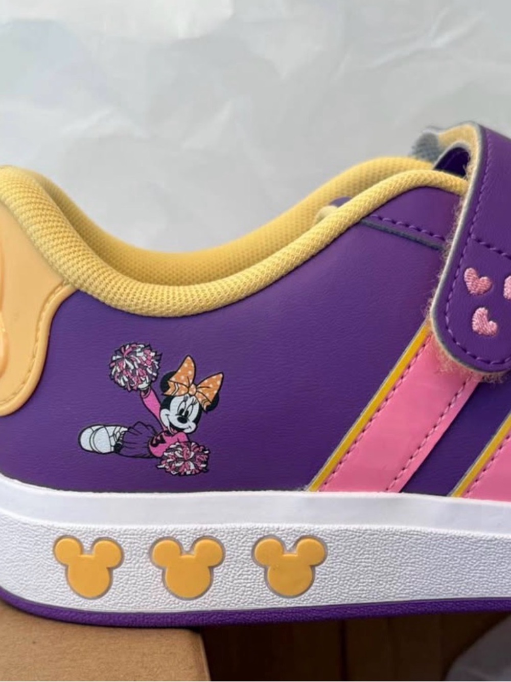 Adidas x Disney Kids Purple & Pink Minnie Mouse Sneaker with Yellow Accents